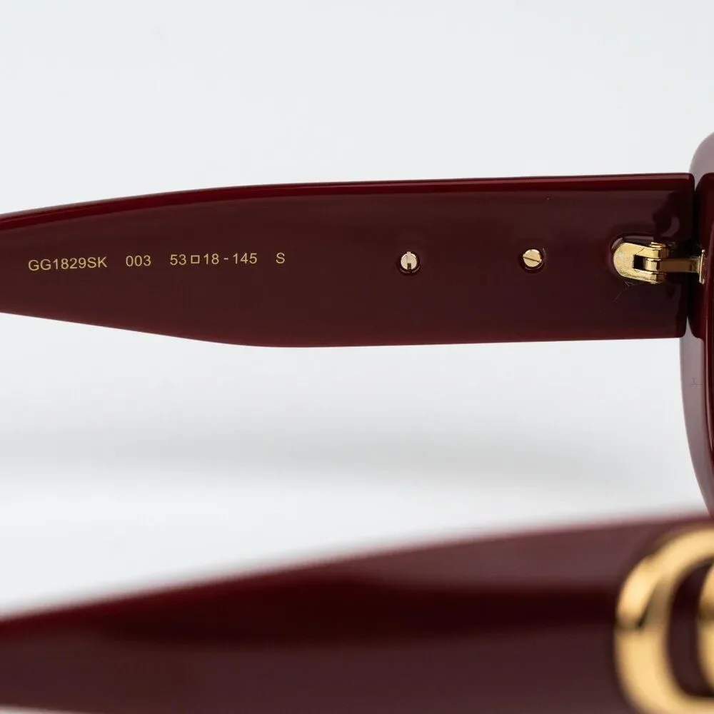 Gucci Women Sunglasses Burgundy Red Oval GG1829SK 003 NEW AUTHENTIC - Picture 7 of 11